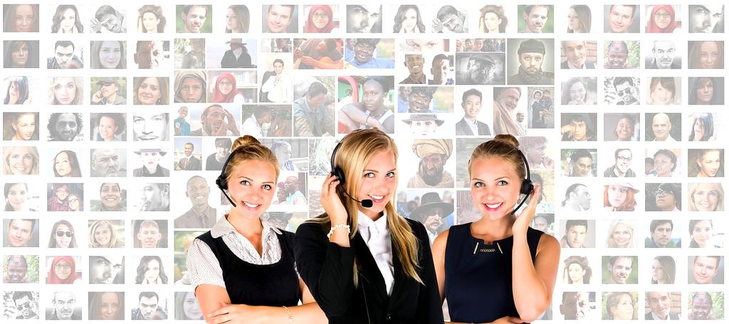 Customer support team assisting clients